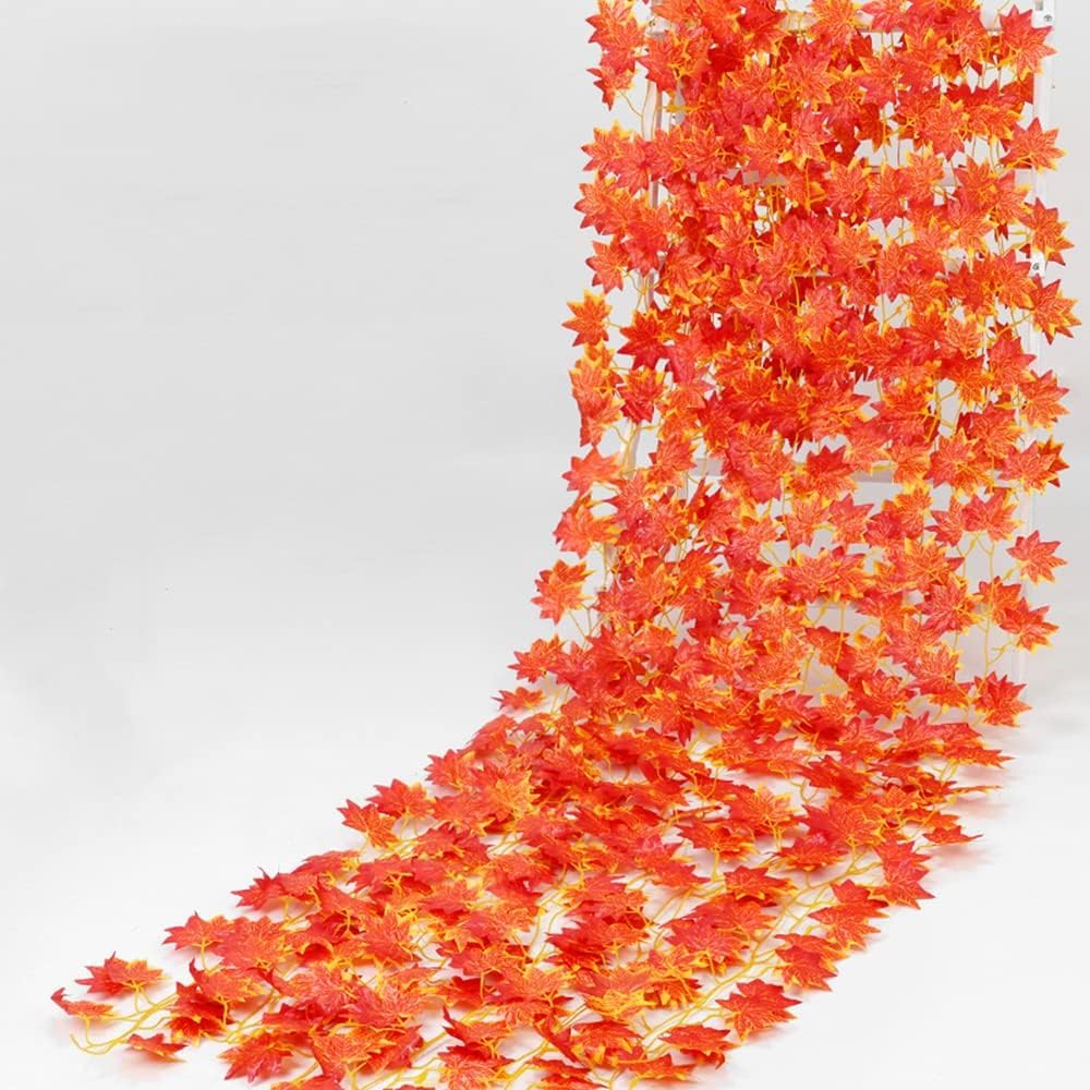 Amazon｜himsyuden 人工紅葉 ガーランド 12本入 造花 もみじ 人工観葉